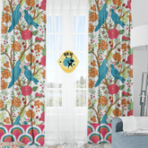 Modern Chinoiserie Fabric Window Curtain, Beautiful Exotic Birds, Floral, Dining Room, Living Room, Bedroom Curtains Home Decor Blackout / 50" × 84" Mid Century Modern Gal