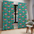 Retro Vintage Fruit Curtains, Cherries, Aqua Blue Mid Mod Black Out Window Curtains (1 Piece) Home Decor Blackout / 50" × 84"