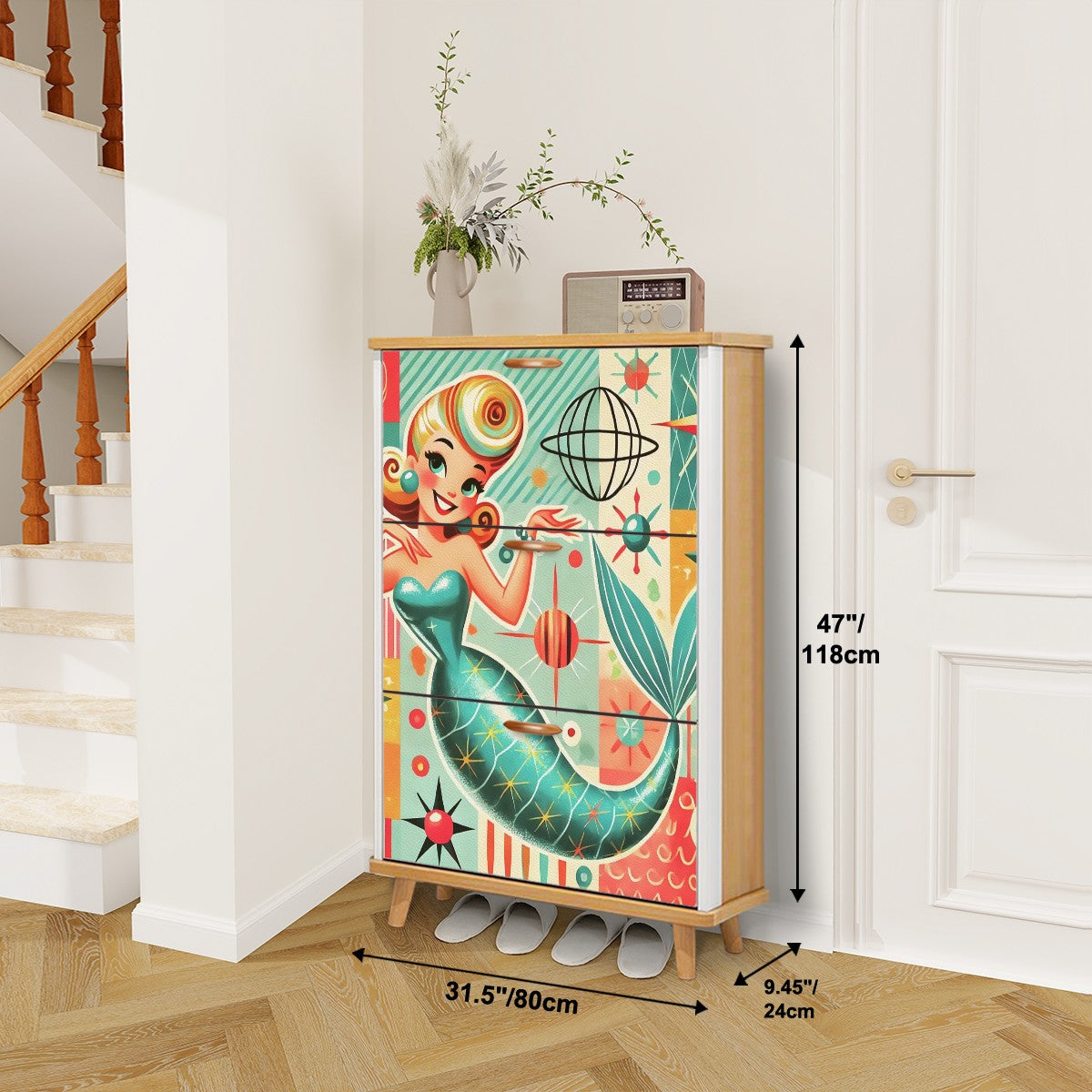 Mid Century Modern 50s Mermaid Designed MCM Shoe Storage Rack - Mid Century Modern Gal