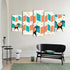 Atomic Cat Mid Century Modern Wall Art, 5 Piece Canvas Set - Mid Century Modern Gal