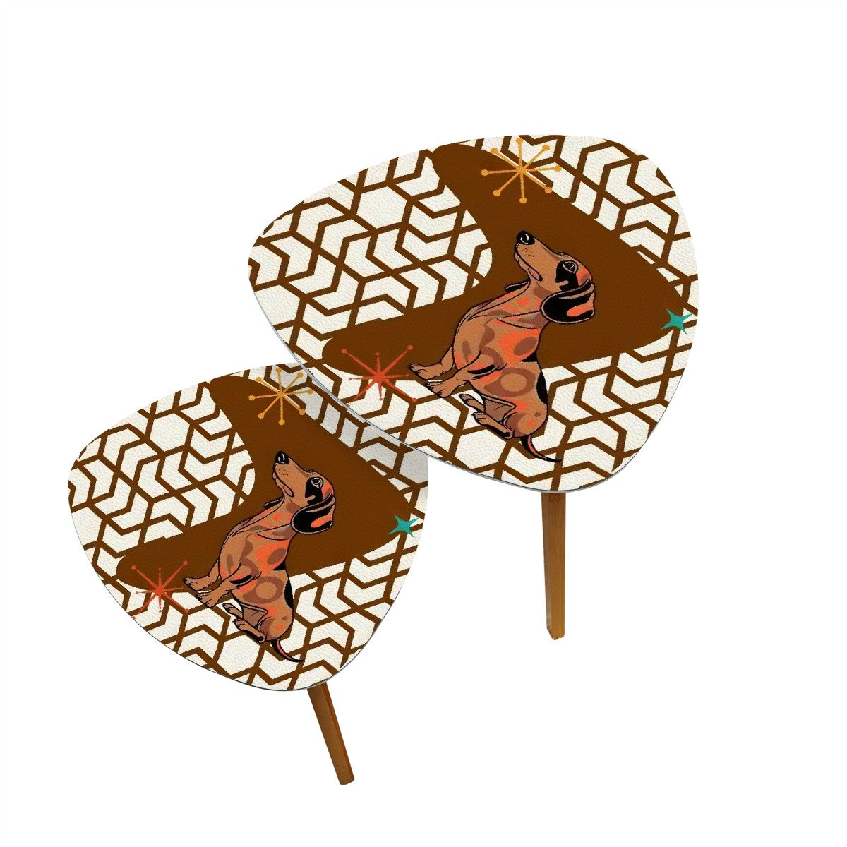 Retro Doxie Art, Velcro Dog Dachshund Mid Century Modern Nesting Tables - Mid Century Modern Gal