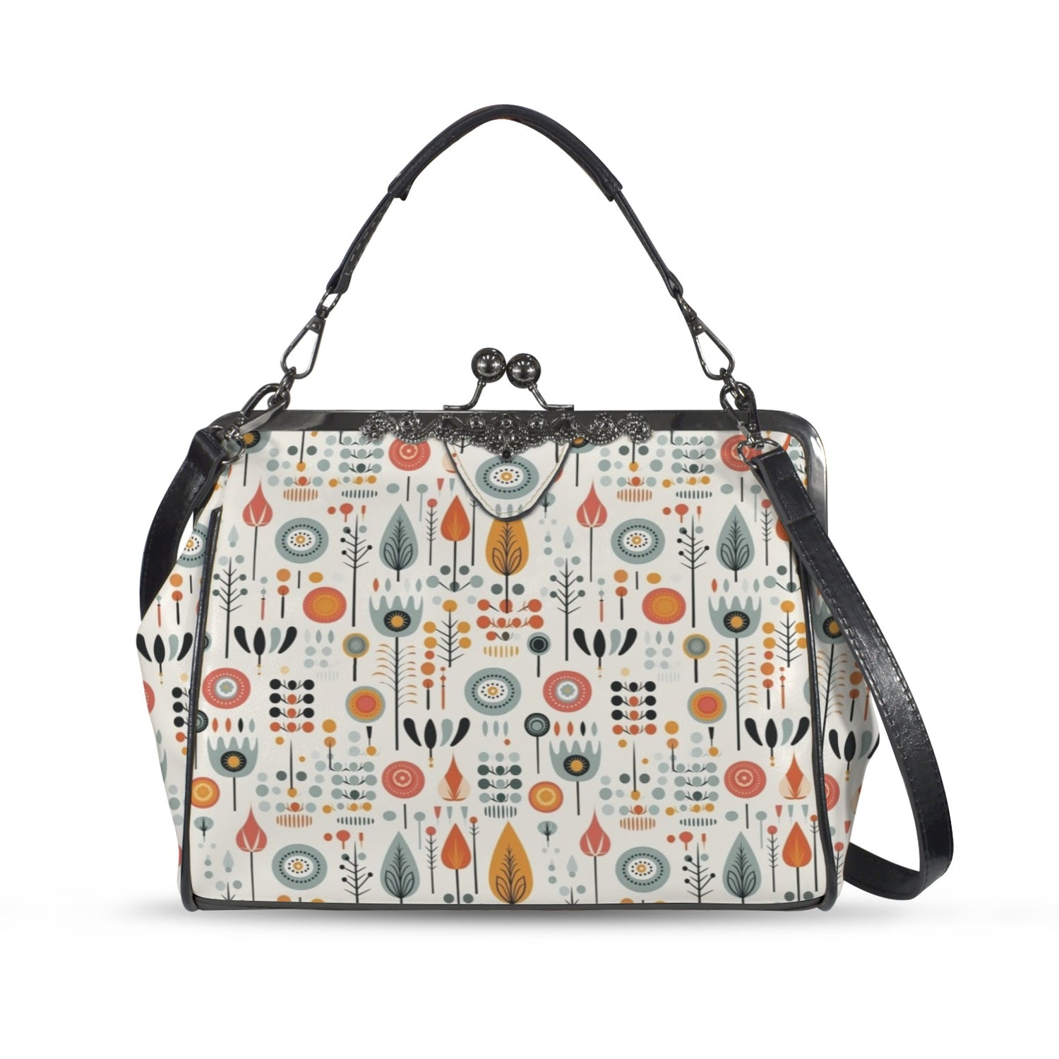 Mid Century Modern Scandinavian Designed Kisslock Crossbody Purse - Mid Century Modern Gal