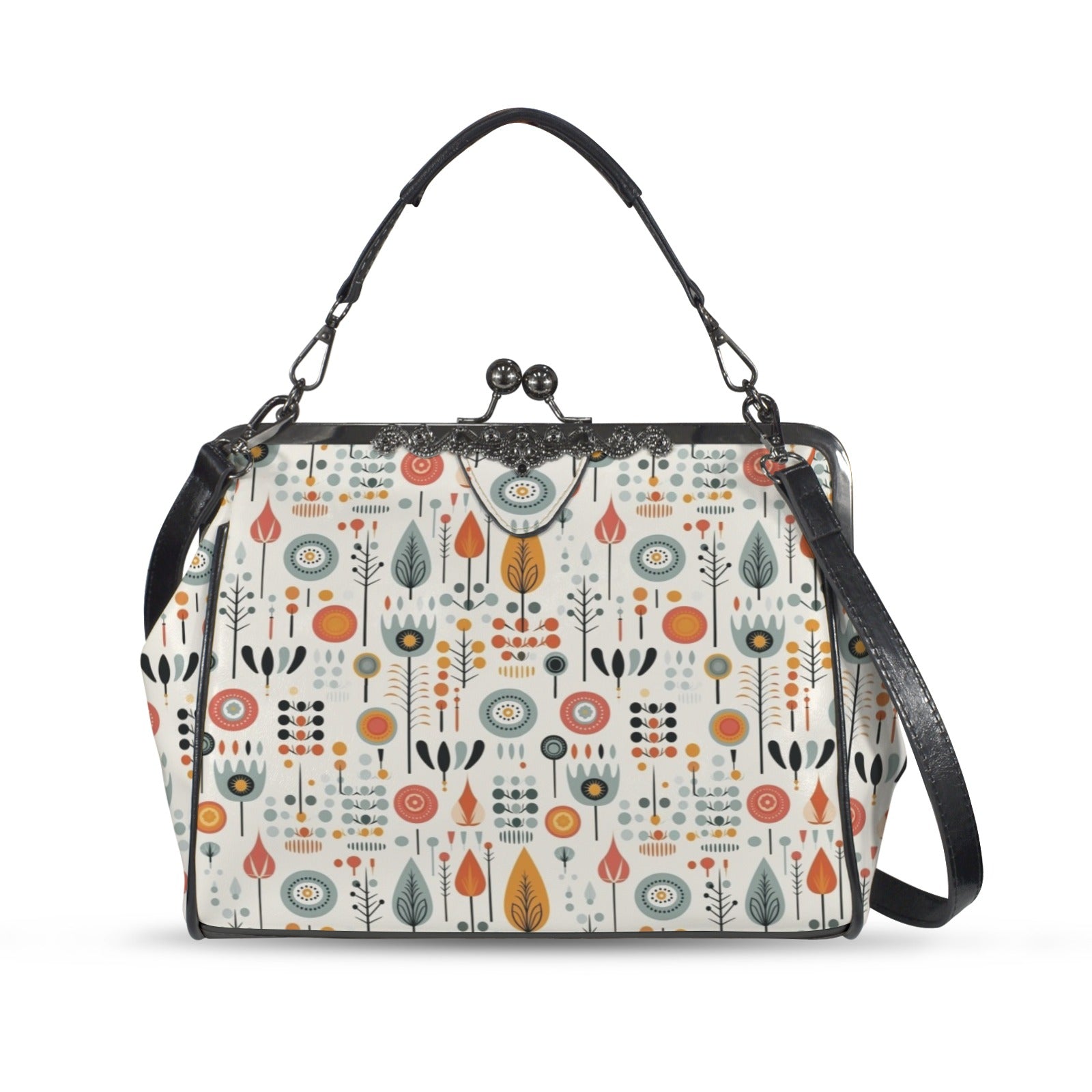 Mid Century Modern Scandinavian Designed Kisslock Crossbody Purse - Mid Century Modern Gal
