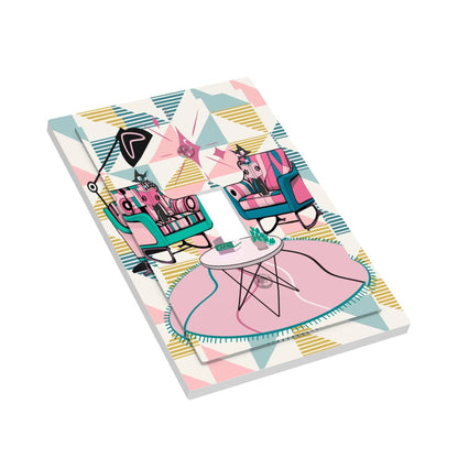Atomic Reading Cats Kitschy Mod Retro Wall Toggle Cover - Mid Century Modern Gal