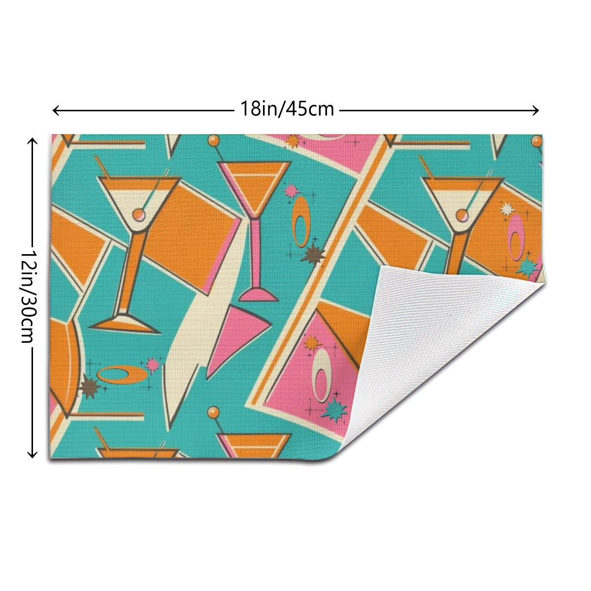 Mid Century Modern Cocktail Bar Placemats, Kitschy Orange, Pink Aqua MCM Tableware - Mid Century Modern Gal