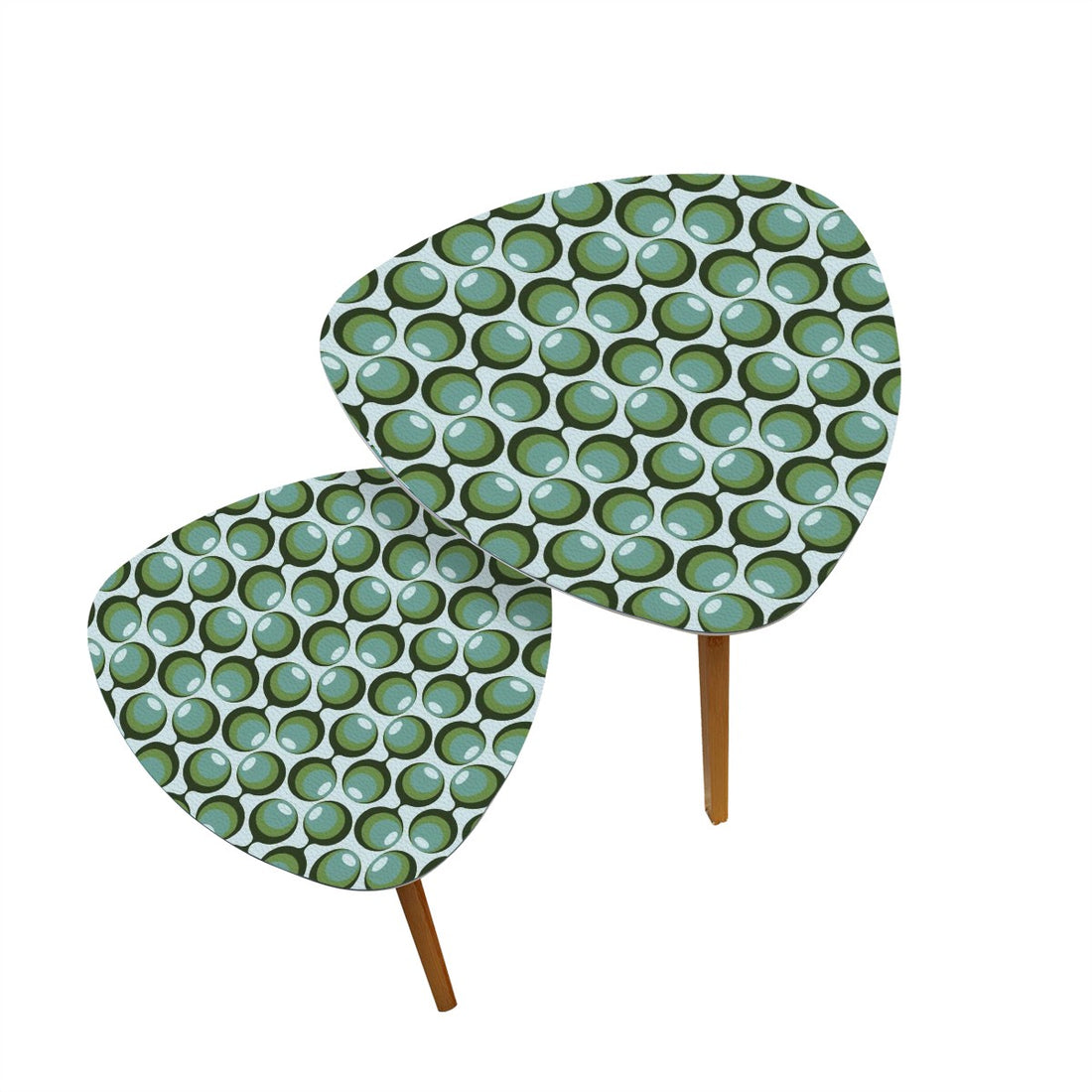 Mid Century Modern Groovy Orb, Green Olive Mid Mod Retro Nesting Tables - Mid Century Modern Gal