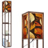 Modern Scandinavian Floral Harvest Blend Golden Yellow, Orange Mid Mod Floor Lamp with Shelves - Mid Century Modern Gal