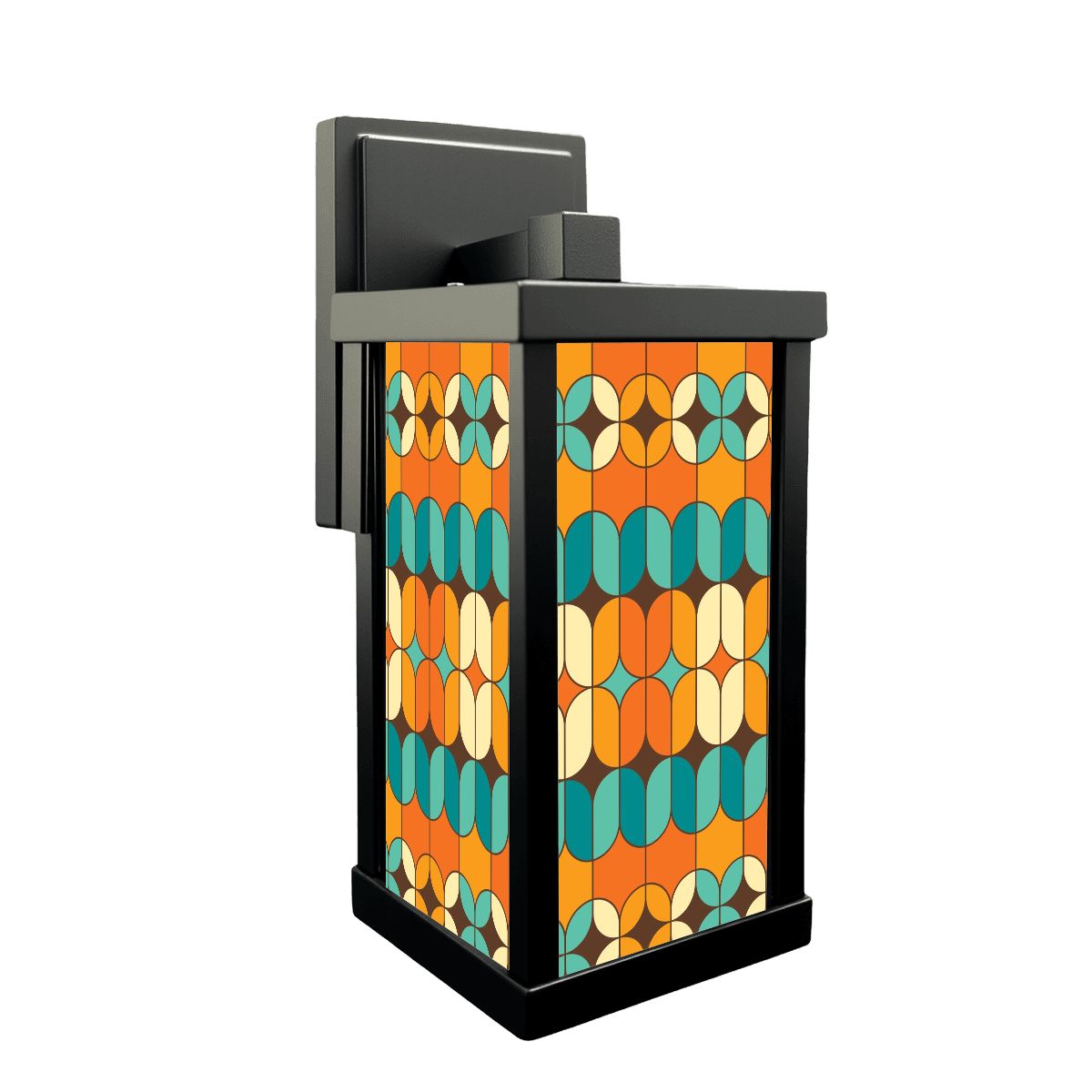 Mid Century Modern Orange Teal Geometric Retro MCM Patio Wall Light - Mid Century Modern Gal