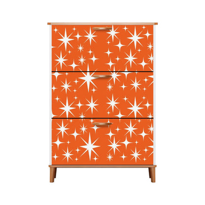 Atomic Starbursts Mid Century Modern Orange Retro Shoe Cabinet