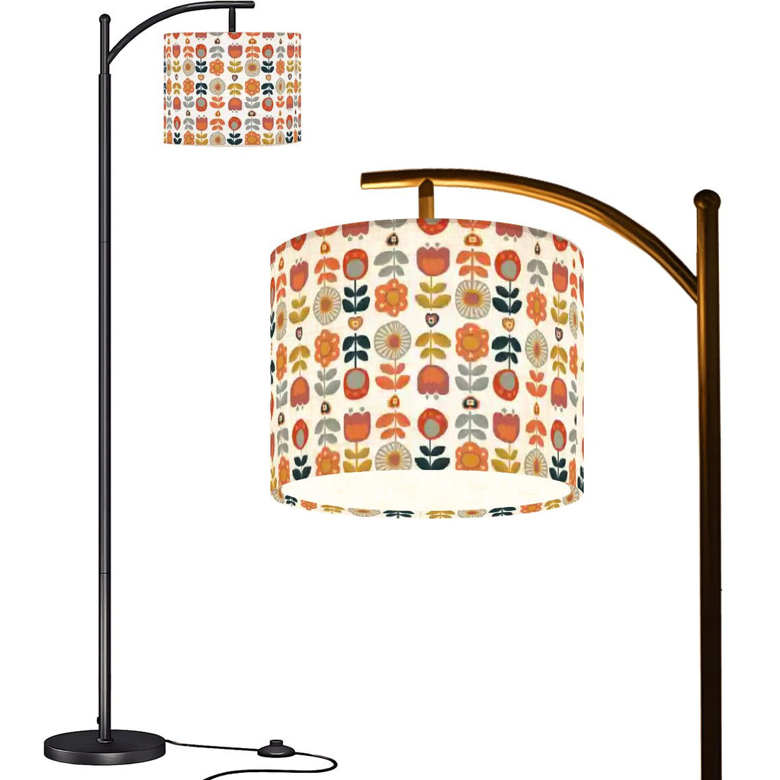 Mid Mod Scandinavian Modern Danish Floral Retro Arc Floor Lamp - Mid Century Modern Gal