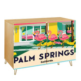 Mid Century Modern Palm Springs California Decor, Flamingo Wooden Storage Cabinet - Mid Century Modern Gal