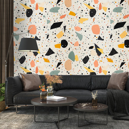 Terrazzo Peel And Stick Wallpaper, Seamless, Retro Boho Style Multicolor Wall Murals