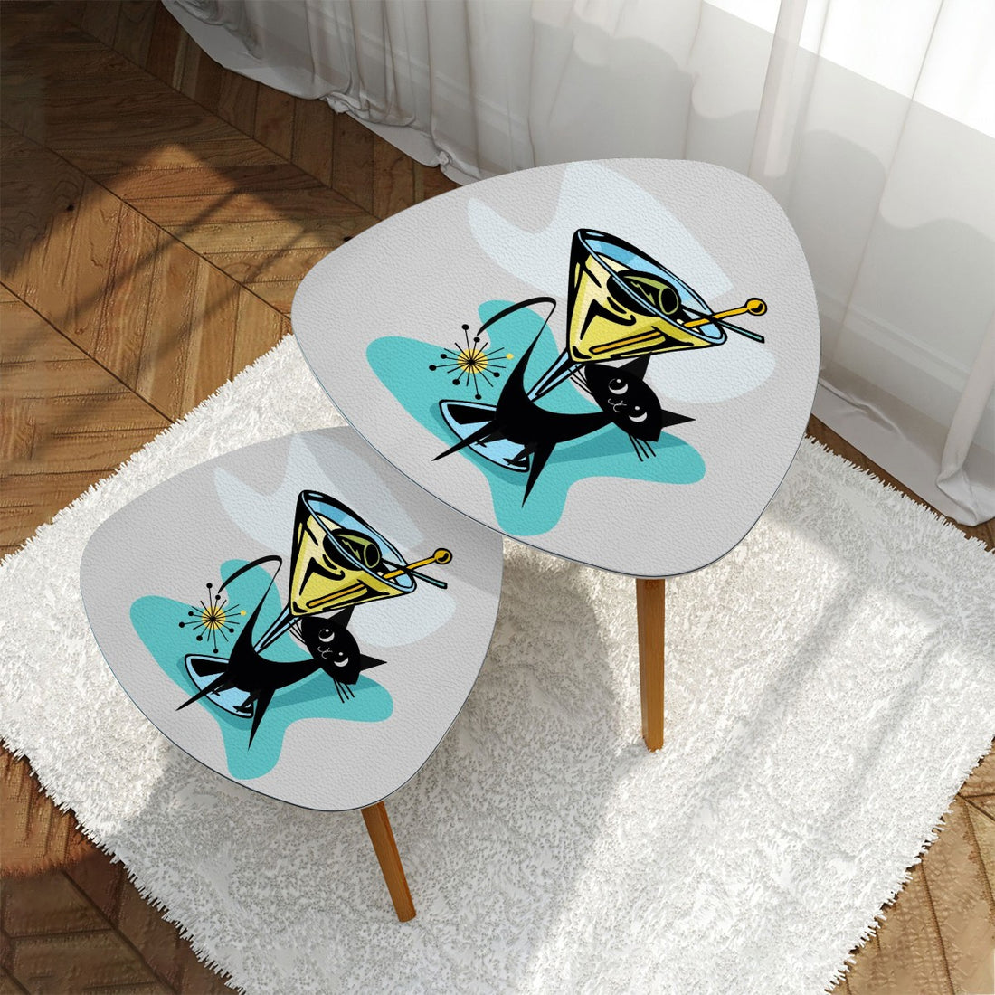 Atomic Cat Mid Century Modern Martini Time, MCM Barware Nesting Tables - Mid Century Modern Gal