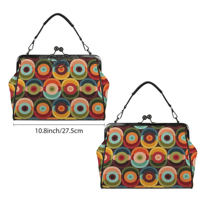 Retro Groovy Mod Space Orb Designed Mid Century Modern Kisslock Crossbody Purse - Mid Century Modern Gal