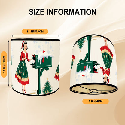 Mid Century Christmas Holiday Shade,Bamboo Drum Lampshade, Mod 50s Gal Holiday Accent Shade - Mid Century Modern Gal