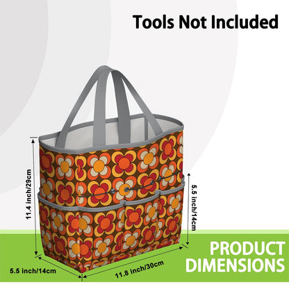 Groovy MCM Orange, Brown Yellow Burnt Red Retro Floral 70s Mid Mod Garden Tool Bag - Mid Century Modern Gal