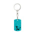 Aqua Blue Starbursts Atomic Kitty Kitschy Cat Mod Rectangular Metal Keychain - Mid Century Modern Gal