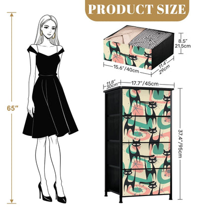 Atomic Cat Mid Century Modern Starburst Retro Kitsch 4-Drawer Dresser - Mid Century Modern Gal