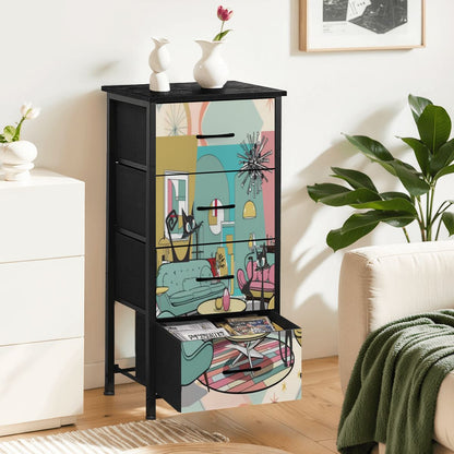 Atomic Cat, Mid Century Modern Lounging Retro Cats, MCM 4-Drawer Dresser - Mid Century Modern Gal