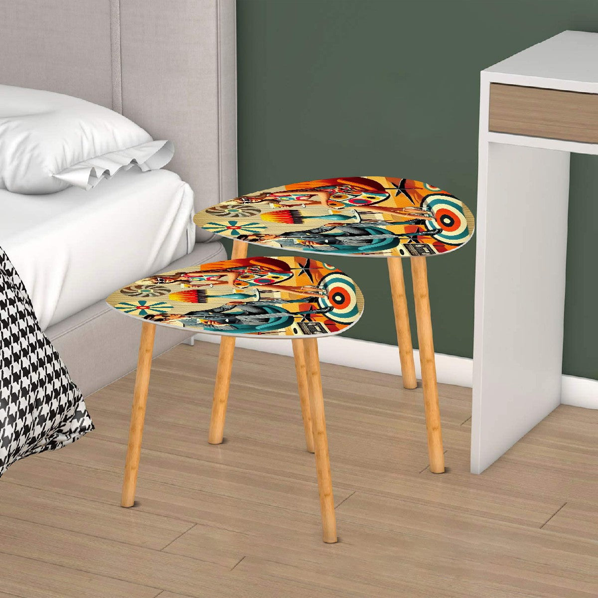 Mid Century Modern Kitschy Mod Couple, MCM Barware Cocktail Nesting Tables - Mid Century Modern Gal