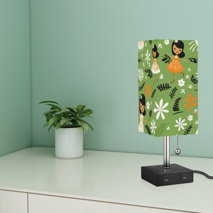 Mid Century Modern Polynesian Tiki Hula Hawaiin Kitschy Mod Square Table Lamp - Mid Century Modern Gal