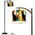 Pop Art Black Atomic Cats, Red Blue Yellow, Arc Floor Lamp - Mid Century Modern Gal