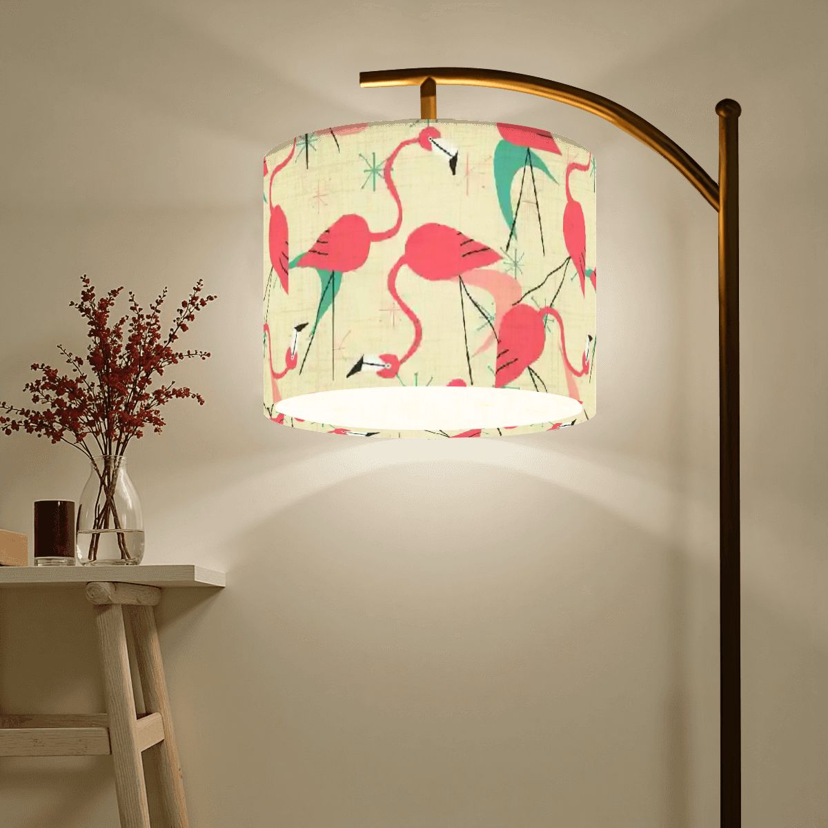 Mid Century Modern Kitschy Flamingo Palm Springs Cali Style Retro Arc Floor Lamp - Mid Century Modern Gal