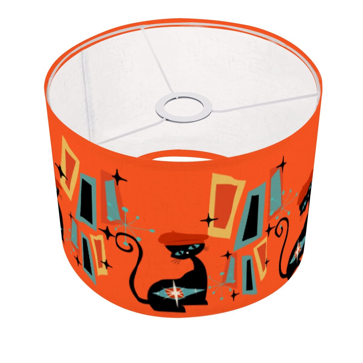 Mid Century Modern Atomic Cat , Orange Geometric Starburst Sputnik Designed Retro Lamp SHADE ONLY - For Arc Floor Lamps Only - Mid Century Modern Gal