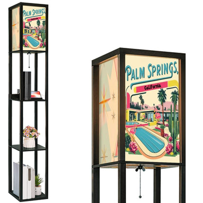 Palm Spring California Flamingo Kitsch Modern Floor Lamp with Shelves - Mid Century Modern Gal