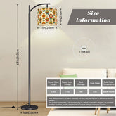 Mid Century Modern Scandinavian Floral Earth Tones Arc Floor Lamp - Mid Century Modern Gal