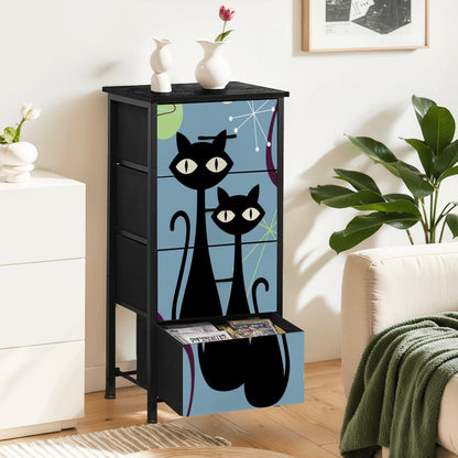 Atomic Cat Kitschy Fun Blue Boomerang Design Modern 4-Drawer Dresser - Mid Century Modern Gal