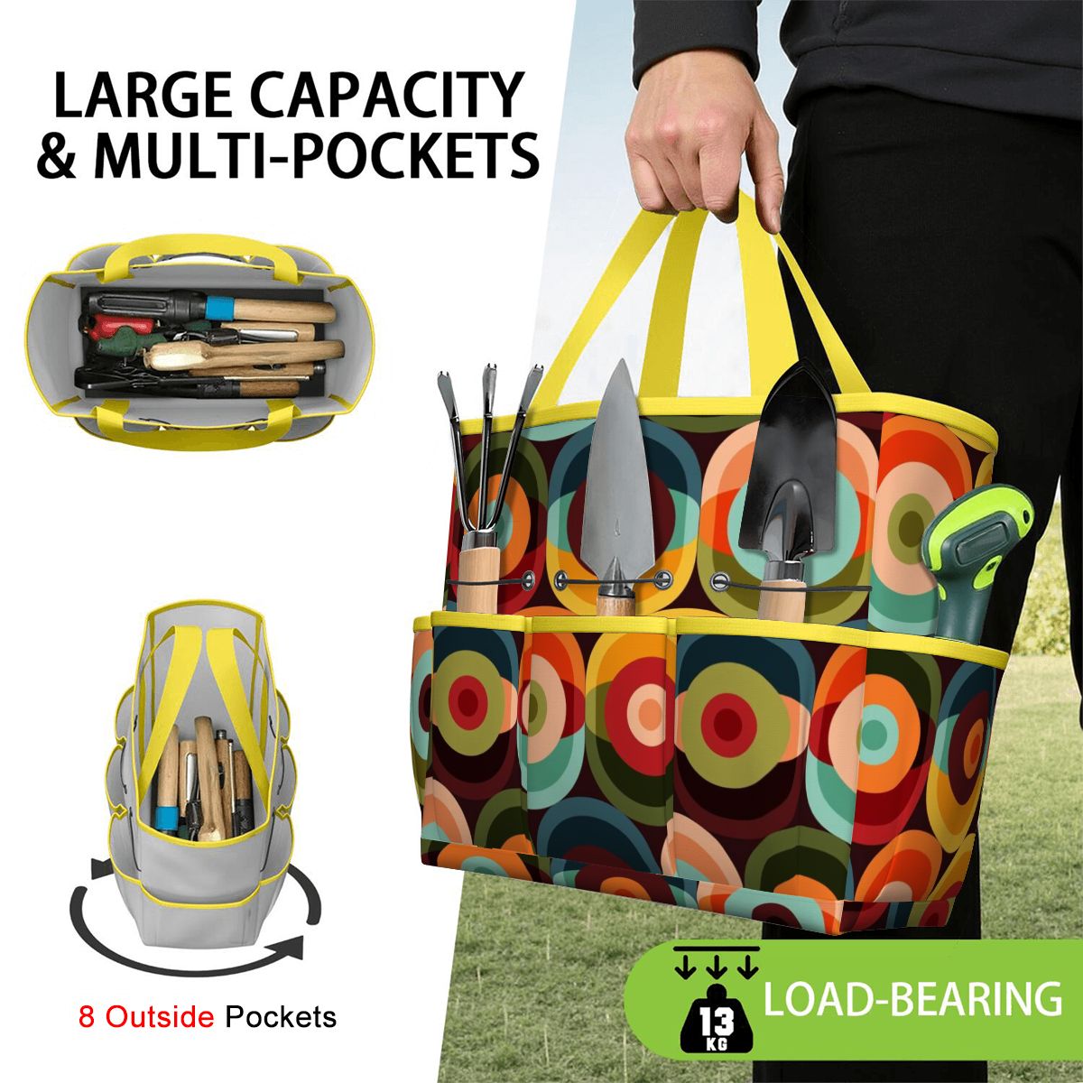 Retro Groovy Mod Space Orb Designed Mid Century Modern Garden Tool Bag
