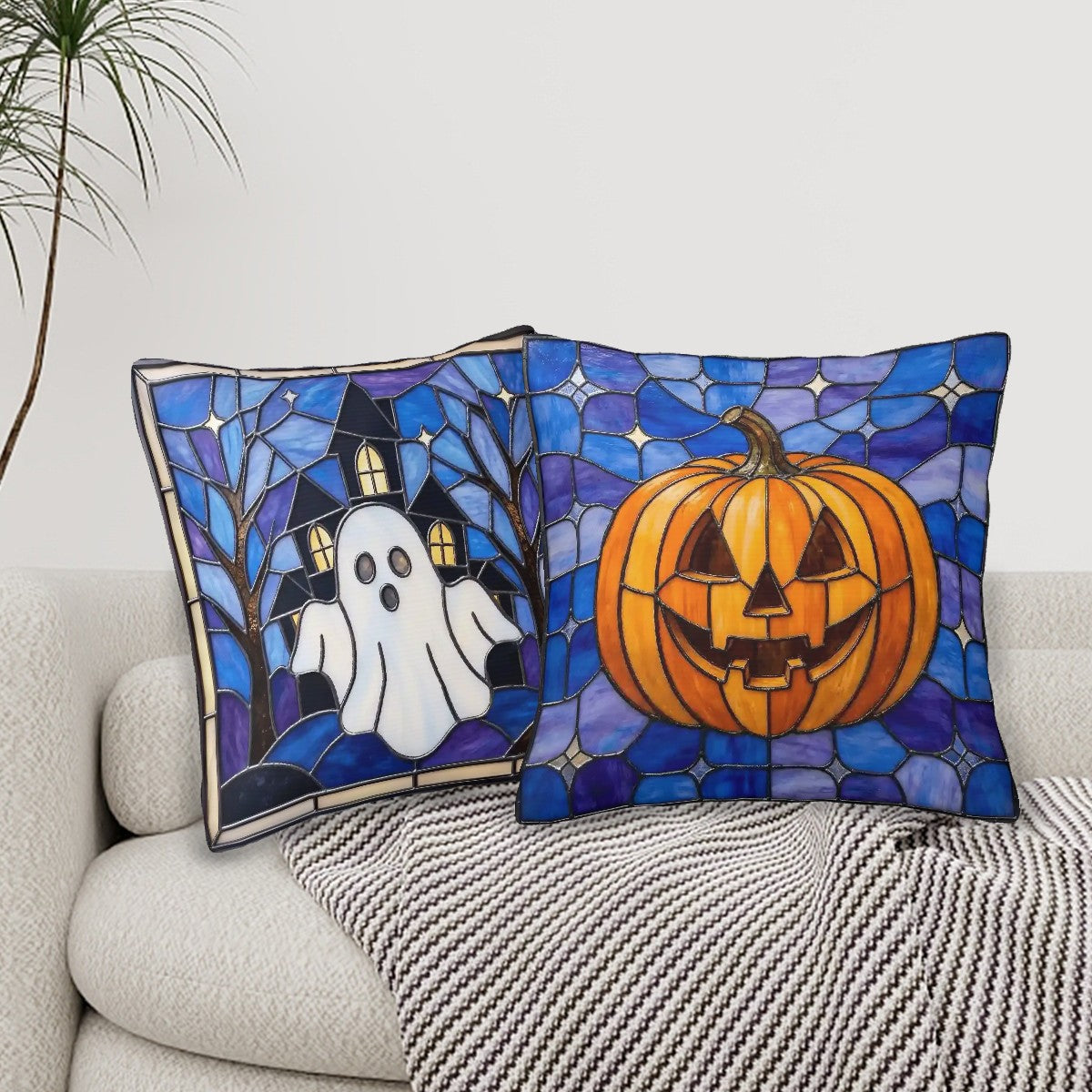 Halloween Stained Glass Style Jack-o&