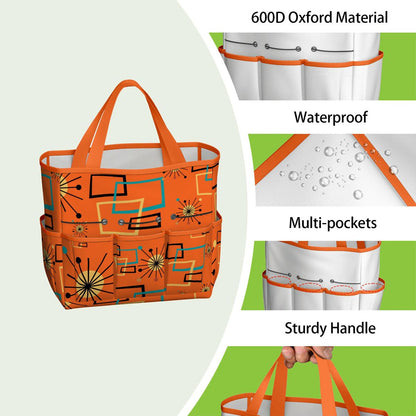 Mid Century Modern Sinatra Orange, Starburst, Geometric Funky Fun Garden Tool Bag