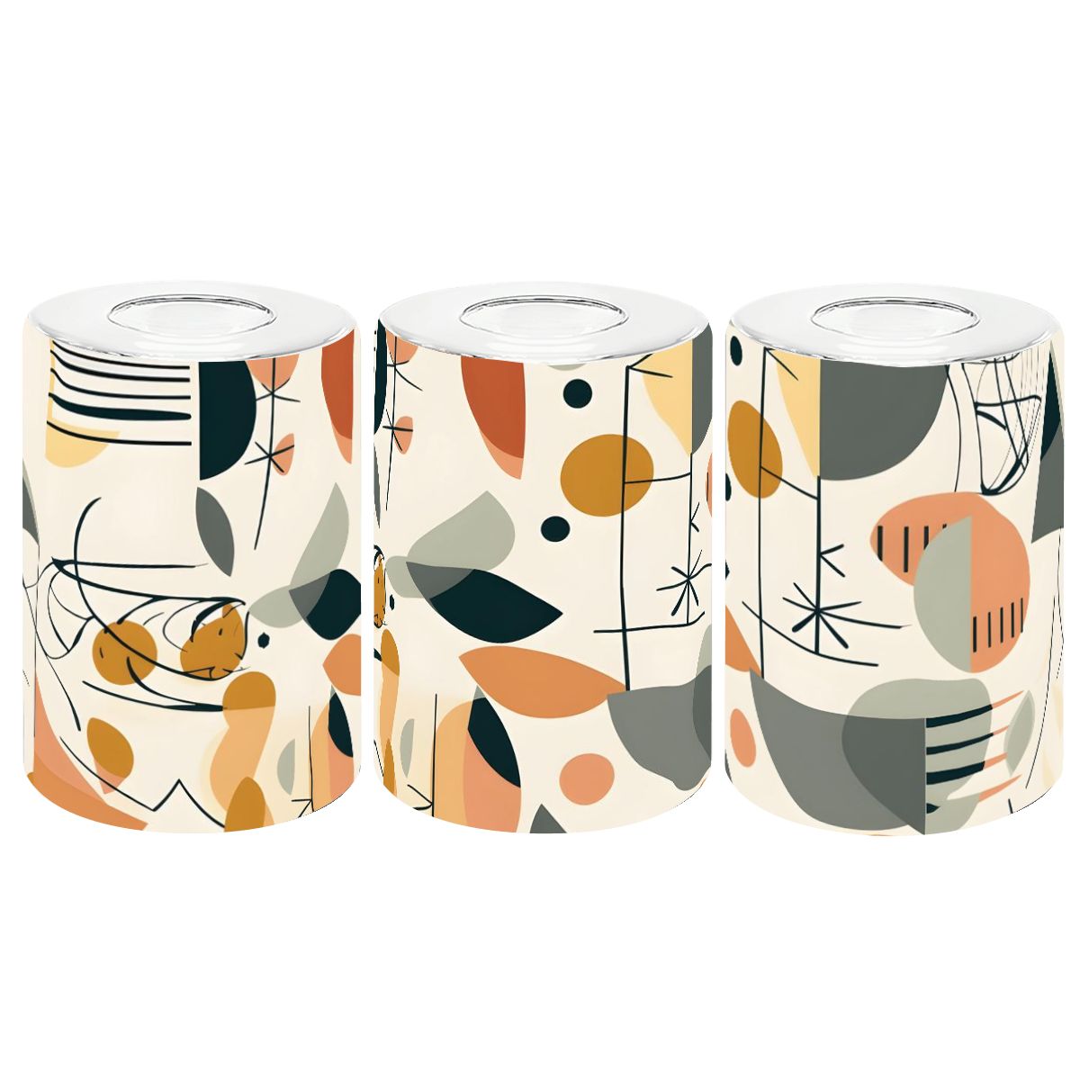 Mid Century Modern Abstract Geometric Scandi Designed Cylindrical Glass Lampshades - Mid Century Modern Gal