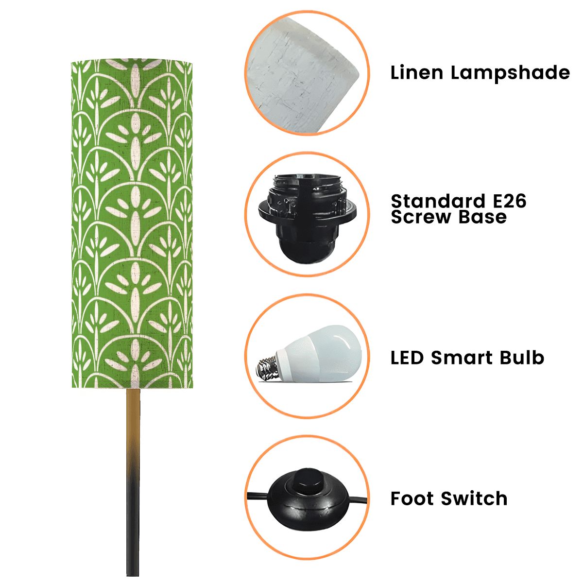 Art Deco Colorful Abstract Floor Lamp |  Green Grass And White Mid Century Modern Lighting - Mid Century Modern Gal