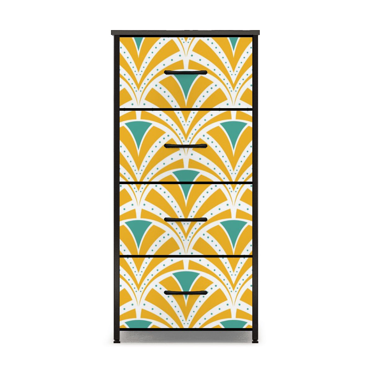 Art Deco Modern Yellow Teal 4-Drawer Dresser - Mid Century Modern Gal