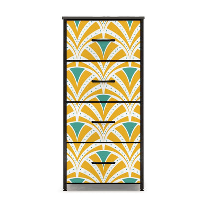 Art Deco Modern Yellow Teal 4-Drawer Dresser - Mid Century Modern Gal