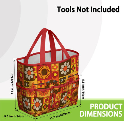 Retro 70s Mod Floral Orange Brown Yellow Mid Mod Hip Garden Tool Bag