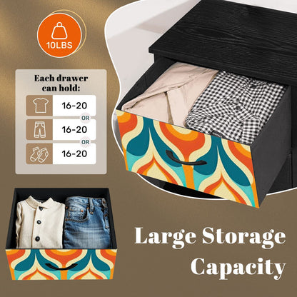 Mid Century Modern Orange Teal Mustard Yellow Retro Mod 4-Drawer Dresser - Mid Century Modern Gal