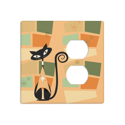 Atomic Cat Double Mid Century Modern Switch Cover 2-Gang 1 Duplex - Mid Century Modern Gal