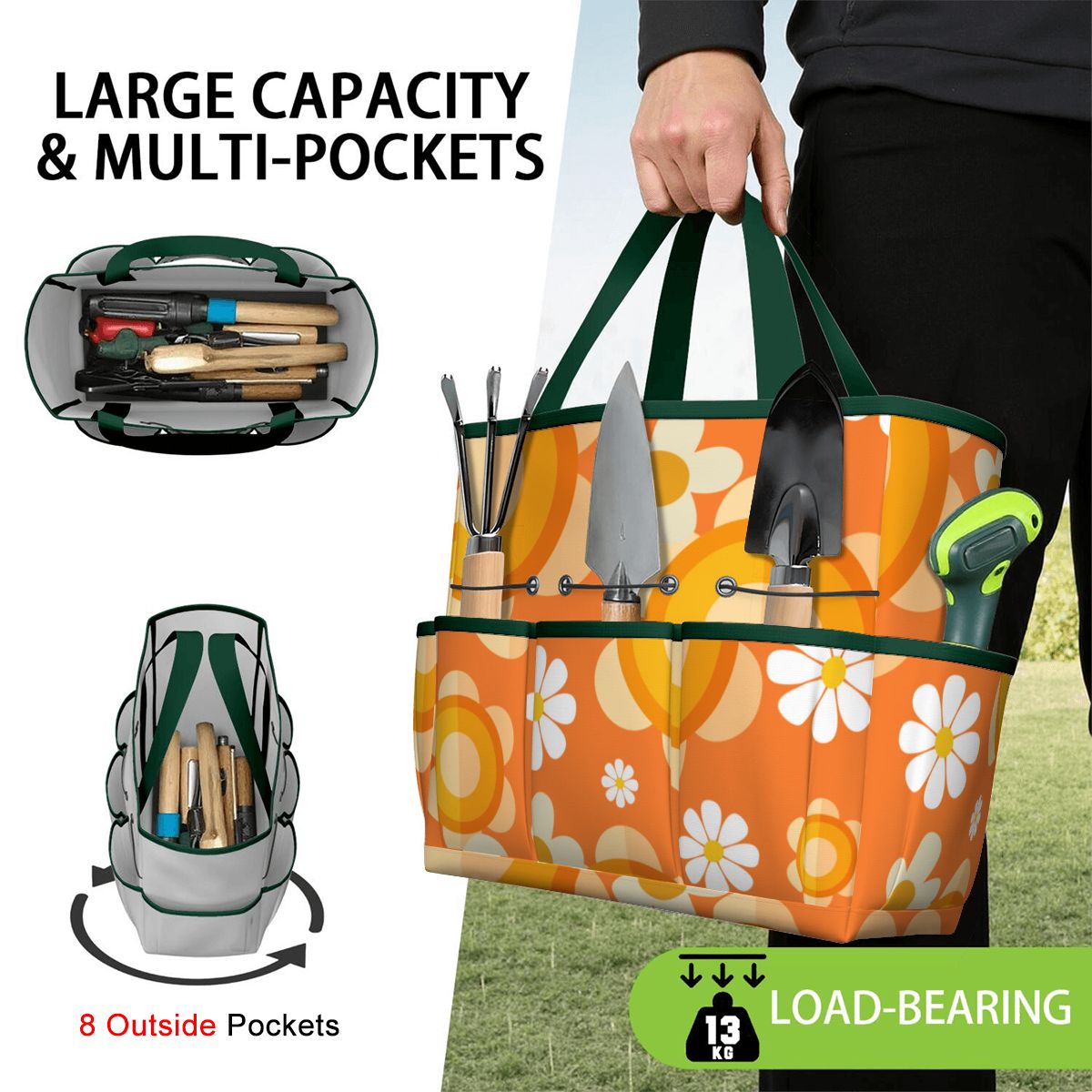 Flower Power Orange Groovy Mod Garden Tool Bag