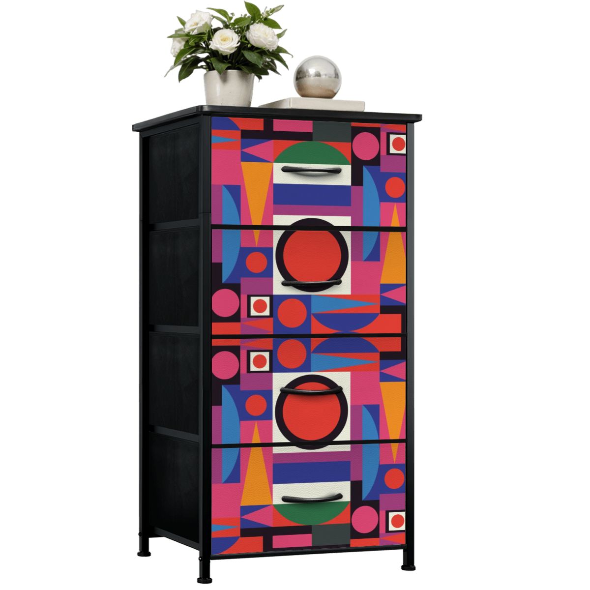 Mid Century Modern Bauhaus Designed Geometric Mod Furniture 4-Drawer Dresser - Mid Century Modern Gal
