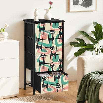 Atomic Cat Mid Century Modern Starburst Retro Kitsch 4-Drawer Dresser - Mid Century Modern Gal