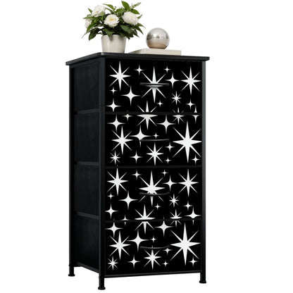 Atomic Starburst Black White Mid Century Modern 4-Drawer Dresser - Mid Century Modern Gal