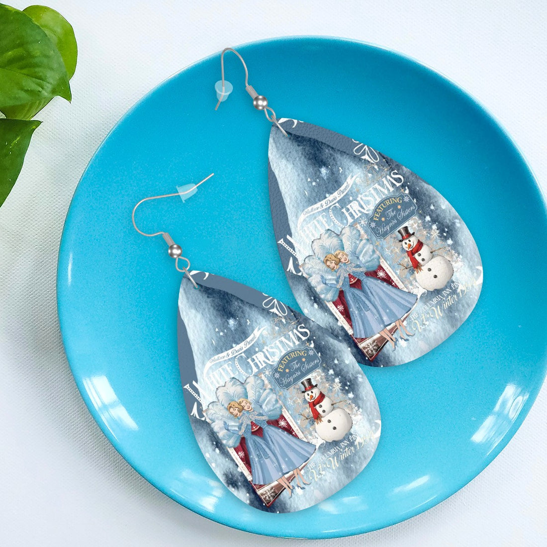Wallace And Davis White Christmas Sister Sister Christmas Earrings - Mid Century Modern Gal