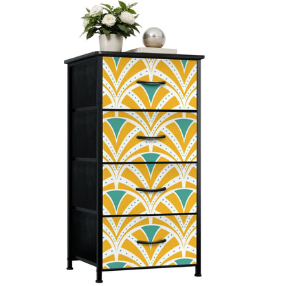 Art Deco Modern Yellow Teal 4-Drawer Dresser - Mid Century Modern Gal