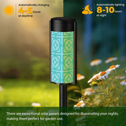 Mid Century Modern 50s Aqua Blue Breezeblock Garden Kitsch Outdoor Solar Lights - Mid Century Modern Gal