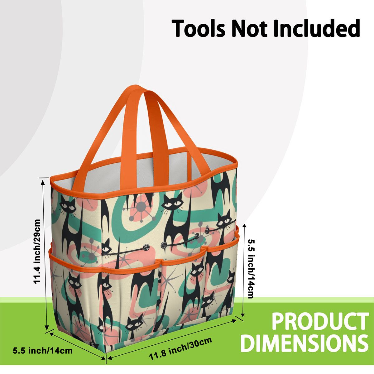 Atomic Cat Mid Century Modern Starburst Retro Kitsch Garden Tool Bag