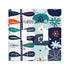 Modern Danish Scandinavian Floral Designed Blue, Teal, Orange White Switch Cover 2-Gang 2 Toggle - Mid Century Modern Gal